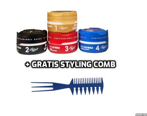 Biowax Hair Styling Wax 4 stuks + Gratis Styling Comb