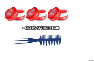 Biowax Keratin Hair Styling Wax Red 3 stuks + Gratis Styling Comb