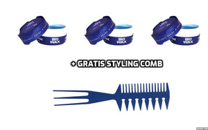 Biowax Keratin Hair Styling Wax Blue 3 stuks + Gratis Styling Comb