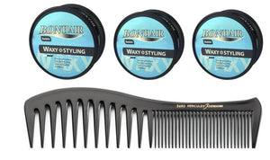 Bonhair Bubble Waxy Styling Wax 3 stuks + Gratis Styling Comb