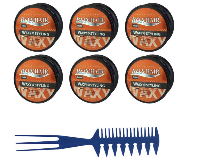 Bonhair Fruite Wax Styling Wax 6 stuks + Gratis Styling Comb