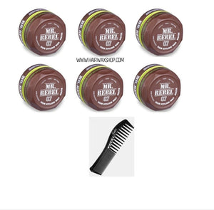 MR REBEL 07 HAIR STYLING WAX MATTE 6 STUKS+ FREE SYLING COMB